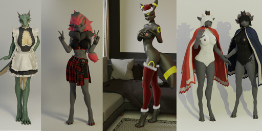 anthro clothed clothing female female/female group legwear maid_uniform nipples nude stockings uniform blacklya blacklya_(modeler) bethesda_game_studios cult_of_the_lamb massive_monster_(studio) microsoft nintendo pokemon skyrim the_elder_scrolls goat_(cult_of_the_lamb) lamb_(cult_of_the_lamb) argonian eeveelution generation_2_pokemon generation_5_pokemon pokemon_(species) scalie umbreon zoroark 3d_(artwork) absurd_res digital_media_(artwork) hi_res huge_filesize