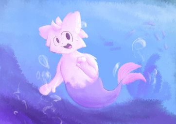 anthro fur looking_at_viewer male smile solo split_form underwater water white_body white_fur bloope boy_kisser_(meme) silly_cat_(mauzymice) aquatic domestic_cat felid feline felis mammal merfolk absurd_res digital_media_(artwork) hi_res meme