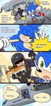 aircraft anthro blue_body blue_fur bodily_fluids clothed clothing dialogue duo food fur good_boy green_eyes helicopter hot_dog humor male saliva sparkles speech_bubble tail text vehicle yotsumeddd sega sonic_the_hedgehog_(series) sonic_the_hedgehog eulipotyphlan hedgehog human mammal comic english_text hi_res