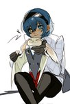 :3 anthro blue_hair cuddling duo eyes_closed fur hair heterochromia male smile white_body white_fur loisado metaphor:_refantazio heismay_noctule will_(metaphor:_refantazio) bat eugief human mammal hi_res