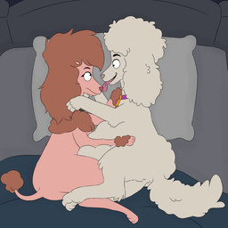 abdominal_bulge bed belly big_belly cuddling duo female female/female feral furniture hug huge_belly licking night soft_vore tongue vore ashantihyena housebroken diana_litta_(ashanti) honey_(housebroken) canid canine canis domestic_dog mammal poodle 1:1 absurd_res hi_res