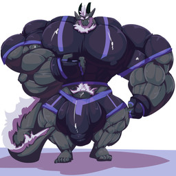 5_fingers 5_toes anthro balls barefoot beard big_balls big_bulge big_muscles big_pecs big_penis bulge clothing facial_hair feet fingerless_gloves fingers genitals gloves grey_body grin hair handwear horn huge_balls huge_bulge huge_muscles huge_pecs huge_penis hyper hyper_balls hyper_bulge hyper_genitalia hyper_muscles hyper_pecs hyper_penis male muscular muscular_anthro muscular_male nipples pecs penis plantigrade pubes simple_background smile solo standing tail toes white_background white_hair bobert european_mythology mythology terantic dragon mythological_creature mythological_scalie scalie western_dragon 1:1 2020 hi_res