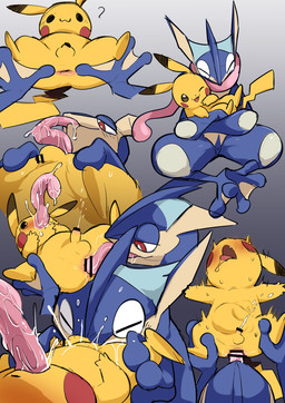 all_the_way_through anal anthro anthro_on_anthro anthro_penetrated anthro_penetrating anthro_penetrating_anthro biped blue_body duo erection male male/male male_penetrated male_penetrating male_penetrating_male oral penetration red_eyes rimming sex tail tongue yellow_body manmosu_marimo nintendo pokemon generation_1_pokemon generation_6_pokemon greninja pikachu pokemon_(species)