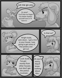 anthro dominant dominant_male duo extreme_size_difference male male/male micro oral_vore size_difference submissive submissive_male text threatening vore kolev_art kolev_of_astora bovid caprine mammal murid murine rat rodent sheep 4:5 comic english_text hi_res monochrome multiple_scenes