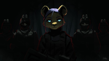 anthro armor biped blue_eyes clothed clothed_anthro clothed_female clothed_male clothing female fur group gun hair headgear helmet holding_gun holding_object holding_ranged_weapon holding_weapon looking_at_viewer male ranged_weapon scar weapon el-k felid feline mammal 16:9 2026 digital_drawing_(artwork) digital_media_(artwork) hi_res widescreen