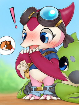 ambiguous_gender anthro anthro_focus aroused assisted_exposure bag belt biped blood blue_eyes blush blushing_profusely bodily_fluids bottomwear bottomwear_down chibi clothed clothed_anthro clothed_female clothing cutaway duo embarrassed empty_eyes expression_cutaway eyewear eyewear_on_head female female_focus goggles goggles_on_head looking_at_another mostly_offscreen_ambiguous mostly_offscreen_character nosebleed open_mouth outside pants pants_down pantsing paper partially_clothed plantigrade purple_body satchel shirt sky slim slim_anthro slim_female solo_focus tan_body three-quarter_view topwear winged_arms wings k-dra61 amber_isle maple_swiftwing prehistoric_species pteranodon pteranodontid pterosaur reptile scalie 2024 3:4 character_request digital_drawing_(artwork) digital_media_(artwork) hi_res