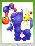 2016 absurd_res anal anal_masturbation anal_penetration anthro anus backsack balls bent_over big_balls blue_eyes blue_yoshi blush butt camychan controller english_text erection genitals half-closed_eyes hi_res holding_butt long_tongue looking_back male mario_bros masturbation narrowed_eyes nintendo nude penetration penis remote_control scalie sex_toy solo spikes text tongue tongue_out toying_self vibrator yoshi