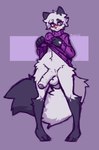 anthro blush fluffy fluffy_penis fluffy_tail fur genitals gloves_(marking) leg_markings looking_at_viewer male markings multicolored_body multicolored_fur penis presenting presenting_penis purple_eyes purple_penis socks_(marking) solo tail two_tone_body two_tone_fur mewgle dust_(mewgle) arctic_fox canid canine fox mammal true_fox hi_res nonbinary_(lore)