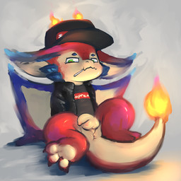 anthro anus bottomless candy clothed clothing dessert feet fire flaccid flaming_head flaming_tail food genitals grey_background hat headgear headwear humanoid_genitalia humanoid_penis jacket lollipop lollipop_in_mouth looking_at_viewer male partially_clothed partially_clothed_anthro paws penis perineum reclining shirt simple_background solo tail topwear wings young young_anthro young_male badipoki league_of_legends mythology riot_games supreme tencent smolder_(lol) dragon mythological_creature mythological_scalie scalie 1:1 absurd_res hi_res