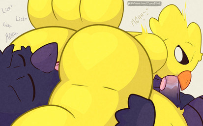 69_position anal anthro balls beak black_body bodily_fluids butt duo eyes_closed feathers fellatio genitals looking_at_another looking_at_partner looking_back male male/male onomatopoeia oral penile penis rimming saliva saliva_on_penis sex sound_effects tail tail_feathers text tongue yellow_body alexboom11 comet_kat mob_entertainment nightmare_critters poppy_playtime smiling_critters kickinchicken poe_(poppy_playtime) avian bird chicken corvid corvus_(genus) galliform oscine passerine phasianid raven hi_res