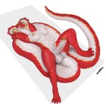 anthro balls big_breasts breasts erection foreskin genitals gynomorph intersex nipples non-mammal_breasts nude penis red_body simple_background snake_hood solo tail white_background goldmikun zivvles cobra reptile scalie snake absurd_res hi_res