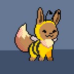 animal_costume bee_costume daww feral fluffy fluffy_tail hopping insect_costume jumping neck_tuft quadruped solo tail tuft wings adevio conditional_dnp nintendo pokemon eevee generation_1_pokemon pokemon_(species) 1:1 animated digital_media_(artwork) low_res pixel_(artwork) short_playtime