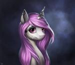 bust_portrait equid equine eyelashes fan_character female feral hair hasbro hi_res horn l1nkoln mammal my_little_pony mythological_creature mythological_equine mythology pink_eyes pink_hair portrait simple_background smile solo unicorn