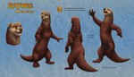 2021 5_fingers 5_toes ambiguous_gender digital_media_(artwork) english_text feet feral fingers hi_res mammal merelei model_sheet mustelid open_mouth orange_eyes otter sabretoothed_ermine smile solo spines teeth text toes tongue
