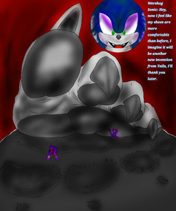 4_toes anthro claws clothing dialogue extreme_size_difference feet foot_fetish foot_focus group inside_clothing inside_shoe insole male micro pawpads paws size_difference text toe_claws toes trapped_in_clothing trapped_in_footwear trapped_in_shoe underfoot gamelother sega sonic_the_hedgehog_(series) sonic_unleashed sonic_the_hedgehog sonic_the_werehog eulipotyphlan hedgehog mammal werecreature wereeulipotyphlan werehog english_text