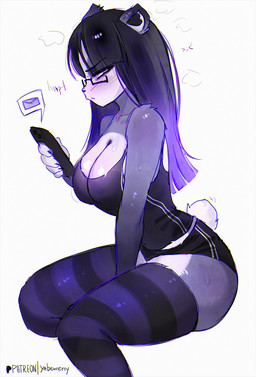 5_fingers :< absolute_territory alternative_fashion annoyed anthro athletic_wear bangs bare_shoulders big_breasts big_butt biped black_bottomwear black_clothing black_hair black_legwear black_nose black_shirt black_shorts black_stockings black_tank_top black_thigh_highs black_topwear blush blush_lines bodily_fluids bottomwear bra breast_squish breasts breath butt cellphone claws cleavage clothed clothing collarbone colored_nails countershade_face countershade_fur countershade_torso countershading crop_top curvy_figure dialogue dolphin_shorts ear_piercing ear_ring electronics emanata embarrassed emo eyebrow_through_hair eyebrows eyelashes eyewear female female_anthro finger_claws fingers fluffy fluffy_ears fluffy_tail footwear frown fully_clothed fur glasses glistening glistening_body glistening_clothing goth gradient_hair gym_bottomwear gym_shorts hair highlights_(coloring) holding_cellphone holding_object holding_phone holding_smartphone hotpants huge_breasts kemono legwear long_hair long_socks looking_at_viewer looking_away messy_hair motion_lines mouth_closed multicolored_body multicolored_clothing multicolored_fur multicolored_hair nails off_shoulder onomatopoeia patreon_username pattern_bottomwear pattern_clothing pattern_footwear pattern_legwear pattern_socks pattern_stockings pattern_thigh_highs pattern_thigh_socks phone piercing pouting pupils purple_body purple_clothing purple_ears purple_eyes purple_fur purple_hair purple_highlights purple_legwear purple_thigh_highs rectangular_glasses ring_piercing scene_(fashion) shirt short_tail shorts side_boob side_view simple_background sitting skindentation slightly_chubby small_waist smartphone socks solo sound_effects speech_bubble sports_bra squish steam stockings striped_bottomwear striped_clothing striped_footwear striped_legwear striped_socks striped_stockings striped_thigh_highs striped_thigh_socks stripes sweat sweatdrop sweaty_body sweaty_breasts sweaty_legs sweaty_thighs tail tank_top text texting thick_thighs thigh_highs thigh_socks thigh_squish three-quarter_view tight_clothing tired topwear translucent translucent_hair tuft two_tone_body two_tone_fur two_tone_hair underwear wearing_glasses white_background white_body white_countershading white_fur white_hair wide_hips workout_clothing yabeweny bear giant_panda mammal ursine 2026 artist_name colored digital_drawing_(artwork) digital_media_(artwork) digital_painting_(artwork) english_text hi_res painting_(artwork) portrait shaded signature sketch three-quarter_portrait watermark