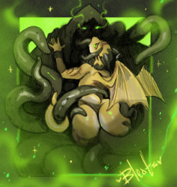 anal anal_penetration anthro anthro_penetrated back_wings butt butt_grab cloak clothing curved_horn facial_fin femboy glowing glowing_eyes hand_on_butt horn male male_penetrated membrane_(anatomy) membranous_wings nude oral oral_penetration penetration scales tentacle_in_ass tentacle_in_mouth tentacle_penetration tentacles wings yellow_body yellow_scales bleats mythology warhammer_(franchise) warhammer_40000 goldy_(golden.dragon) chaos_daemon daemon_of_nurgle dragon mythological_creature mythological_scalie scalie tentacle_creature winged_dragon hi_res