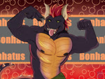 anthro bubble claws flexing hair horn male muscular muscular_male nipples presenting purple_body red_hair solo spiked_tail spikes spikes_(anatomy) tail teeth teeth_showing text tongue tongue_out yellow_body yellow_eyes ice_breaker_(artist) mythology bonhatus dragon mythological_creature mythological_scalie scalie 4:3 animated no_sound short_playtime webm