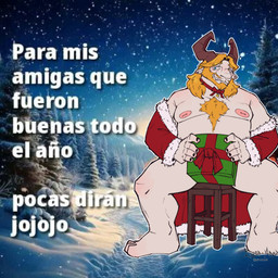anthro beard black_nails blonde_hair body_hair bow_choker box chest_hair christmas_clothing clothed clothing colored_nails container facial_hair fur gift_box hair holidays horn long_ears looking_at_viewer male mature_anthro mature_male nails nipples pecs smile solo text white_body white_fur ryonane christmas curifeo undertale undertale_(series) asgore_dreemurr boss_monster_(undertale) bovid caprine goat mammal 1:1 digital_media_(artwork) hi_res meme spanish_text translated