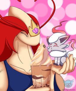 anthro beverage couples date duo female feral hug male male/female romantic smoothie vool_jin_cortes nintendo pokemon astarte_(awesome_saucez) walker_(awesome_saucez) generation_3_pokemon generation_5_pokemon hisuian_form milotic pokemon_(species) regional_form_(pokemon) zorua 5:6 hi_res