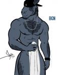 abs anthro backwards_baseball_cap backwards_hat baseball_cap biceps black_eyebrows black_eyes clothing dot_eyes eyebrows front_view grey_body grey_horn grey_nipples grey_scales hat hat_only headgear headgear_only headwear headwear_only holding_object holding_towel horn jewelry male mostly_nude muscular muscular_anthro muscular_male necklace nipples pecs scales simple_background simple_eyes smile solo standing tail text towel white_background wristband bgn mythology dante_(bgn) dragon mythological_creature mythological_scalie scalie 2017 digital_media_(artwork) portrait signature three-quarter_portrait url