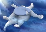 anthro belly big_belly big_breasts black_outline blue_body blue_countershading breasts countershade_torso countershading eyes_closed female floating_on_water mouth_closed navel nude obese obese_anthro obese_female outline overweight overweight_anthro overweight_female sea solo tail water white_body thatoneaceguy nintendo pokemon wena_(thatoneaceguy) generation_2_pokemon legendary_pokemon lugia pokemon_(species) 2022 aliasing digital_media_(artwork) shaded soft_shading