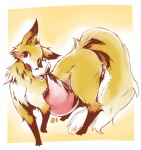 asian_clothing black_eyes clothing east_asian_clothing female feral happy japanese_clothing kemono looking_at_viewer open_mouth pregnant simple_background solo kolshica canid canine fox mammal