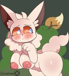 anthro areola big_breasts breasts duo female feral male male/female nipples pink_areola pink_nipples farbi nintendo palworld pocketpair pokemon canid canine cremis eevee fox generation_1_pokemon humanoid mammal pal_(species) pokemon_(species) absurd_res hi_res