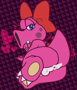 accessory anthro anus balls blue_eyes bow_ribbon butt claws feet foreskin genitals hair_accessory hair_bow hair_ribbon heart_symbol jewelry male one_eye_closed penis pink_body ribbons ring solo tail toe_claws wink junebug69 mario_bros nintendo birdo_(character) birdo dinosaur prehistoric_species reptile scalie 2025 gynomorph_(lore) trans_(lore) trans_woman_(lore)