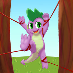 arms_tied bound cute_fangs fangs feet foot_focus foreskin genitals humanoid_genitalia legs_tied penis purple_body soles teeth unretracted_foreskin tribaldragon friendship_is_magic hasbro my_little_pony mythology spike_(mlp) dragon mythological_creature mythological_scalie scalie absurd_res hi_res