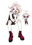 alternate_species anthro boots clothing ear_piercing facial_piercing footwear lip_piercing male not_furry_focus piercing shoes simple_background solo tongue tongue_piercing white_background suutooroo hiro_(frenky_hw) domestic_pig human mammal suid suine sus_(pig) hi_res