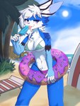 anthro beach big_breasts bikini blue_eyes blue_nose blue_sky blush breasts chair cheek_tuft chest_tuft clothed clothing cloud day detailed_background facial_tuft female food front_view furniture hair half-closed_eyes holding_food holding_object holding_popsicle looking_at_viewer lounge_chair micro_bikini narrowed_eyes nipple_outline off_shoulder outside palm_tree plant pool_toy popsicle popsicle_melting sand sea seaside skimpy sky solo standing sun surfboard swim_ring swimwear tree tuft two-piece_swimsuit under_boob water white_hair ricky945 sasha_(furryfoofi) sashathebunny lagomorph leporid mammal rabbit 2021 absurd_res hi_res portrait three-quarter_portrait