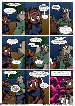 4_fingers age_difference anthro asking asking_another biped black_nose bottomwear breasts brown_body brown_fur brown_nose brown_quills clothed clothed_anthro clothed_female clothed_male clothing conjoined_speech_bubble copyright_symbol countershade_snout countershading dialogue dipstick_ears duo ear_markings eyebrows eyelashes eyewear feet female female_anthro fingers fully_clothed fully_clothed_anthro fully_clothed_female fully_clothed_male fur furniture glasses gloves_(marking) hair hindpaw humanoid_hands imminent_sex imminent_tentacle_sex inside interspecies linked_speech_bubble looking_at_another male male/female male_anthro markings multicolored_ears on_sofa page_number pants patreon_logo patreon_username paws plantigrade pupils quill_hair quills_(anatomy) shirt shorts sitting sitting_on_sofa snout sofa speech_bubble symbol tan_body tan_fur tentacles text topwear wearing_glasses eric_schwartz patreon doug_(ews) holly_(ews) canid canine canis domestic_dog herding_dog hybrid mammal pastoral_dog porcupine rodent welsh_corgi wolf wolfdog 2021 artist_name comic dated english_text hi_res url