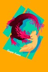 abstract_art ambiguous_gender duo feral happy pink_body smile tame yellow_body juniperrainz rain_world videocult felid feline felis hybrid lizard lizard_(rain_world) mammal reptile scalie slugcat 2:3 absurd_res color_contrast colorful_theme digital_media_(artwork) hi_res