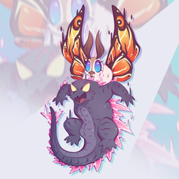 4_fingers angry blue_eyes carrying_another chibi duo empty_eyes female feral fingers flying fur grey_body grey_scales insect_wings male open_mouth pink_spikes scales tan_body tan_fur wings yellow_eyes endominator godzilla_(series) monsterverse mothra_(series) toho godzilla mothra arthropod insect kaiju lepidopteran moth 1:1 digital_drawing_(artwork) digital_media_(artwork) hi_res