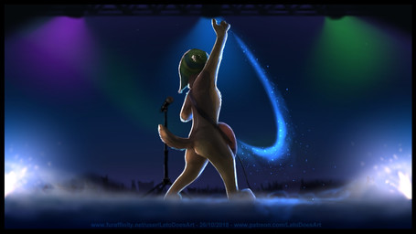anthro brown_body brown_fur electric_guitar electronics fur guitar male microphone microphone_stand musical_instrument nude plucked_string_instrument solo string_instrument letodoesart rock_dog bodi_(rock_dog) canid canine canis domestic_dog mammal 16:9 widescreen