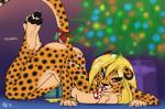 amber_eyes anthro blonde_hair breasts brown_eyes butt cheetah christmas claws conditional_dnp digital_media_(artwork) exposure_variation felid feline female fluff-kevlar fur hair holidays kissing_bough long_hair looking_at_viewer mammal mihari mistletoe nude orange_body orange_fur plant seductive smile solo spots tail text white_body white_fur yellow_body yellow_fur