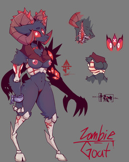 3_eyes 4_fingers anthro areola arm_eye biped black_body bone breasts chart cuff_(restraint) eyebrows eyelashes eyes_on_arms fangs female fingers genitals glistening glistening_areola height_chart hooves horn innie_vulva looking_at_viewer multi_eye nipples open_mouth red_areola red_nipples red_sclera red_vulva restraints shackles snout solo spikes standing teeth unguligrade unusual_anatomy unusual_eye_placement vulva white_eyes sakanagashima bovid caprine goat mammal 2021 hi_res