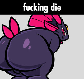 ambiguous_gender anthro backsack balls big_butt breaking_the_fourth_wall butt butt_bump butt_focus butt_squish cracks cute_fangs fangs forehead_gem gem genitals gesture grey_background group hand_gesture huge_butt looking_at_viewer looking_back looking_back_at_viewer male male_focus nude nude_anthro nude_male open_mouth purple_body red_eyes screen_break shitpost shocked simple_background smear_frame smile solo_focus squish teeth text trio v_sign ream_n_cream zlut385 nintendo pokemon generation_2_pokemon generation_4_pokemon lucario pokemon_(species) sneasel weavile 2d_animation animated colored frame_by_frame high_framerate meme