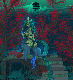 abstract_background animal_genitalia animal_penis animal_vulva anus balls big_pupils blush bodily_fluids butt cuddling dilated_pupils dock_(anatomy) dock_piercing duo ear_piercing equine_anus equine_genitalia equine_penis equine_vulva erection female female_penetrated feral from_front_position furgonomic_piercing furgonomics genital_fluids genitals green_eyes hair horn kerchief leaf male male/female male_penetrating male_penetrating_female mastery_position neckerchief neckwear nude penetration penile penis piercing plant psychedelic psychedelic_background pupils sex sitting smile striped_body stripes tail teeth text tree vaginal vaginal_fluid_string vaginal_fluids vaginal_fluids_on_penis vulva stray_prey hasbro my_little_pony mythology fan_character forest_glade lucent_(oc) equid equine horse mammal mythological_creature mythological_equine pony unicorn zebra 2025 absurd_res digital_media_(artwork) english_text hi_res