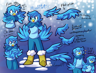 angry anthro apology beak biped blue_body blue_eyes blue_feathers blue_hair boots clenched_teeth closed_smile clothed clothed_anthro clothed_female clothing eye_through_hair eyebrow_through_hair eyebrows eyelashes eyes_closed feathers female footwear frown hair hand_on_hip mouth_closed multiple_poses open_frown open_mouth open_smile pose shoes smile solo standing teeth text translucent translucent_hair winged_arms wings yellow_boots yellow_clothing yellow_footwear nerosenseiut undertale_yellow martlet_(undertale_yellow) avian bird absurd_res artist_name character_name english_description english_text full-length_portrait half-length_portrait hi_res model_sheet official_art portrait three-quarter_portrait