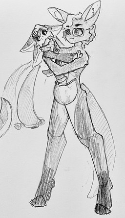 anthro breasts duo eye_contact featureless_breasts featureless_crotch female forced holding_person looking_at_another pouch_(anatomy) rii1040 rii_(rii1040) rucio_(radix) kangaroo macropod mammal marsupial unknown_species 2025 graphite_(artwork) hi_res monochrome sketch traditional_media_(artwork)