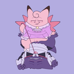 amazon_position biped blue_background bodily_fluids bow_tie censor_bar censored_genitalia censored_vulva clothed clothed_feral clothed_sex clothing collar dominant dominant_female dominant_feral duo eyes_closed female female/female female_feral feral feral_on_feral front_view fur genital_fluids genitals ineffective_censorship key_stone_(pokemon) leash leash_pull leashed_collar leg_grab looking_at_another looking_at_partner maid_uniform narrowed_eyes open_mouth open_smile pink_body pink_fur pink_vulva plump_labia purple_body purple_fur purple_vulva sex simple_background smile submissive submissive_female submissive_feral teeth_showing tribadism uniform upside_down vaginal vaginal_fluids vaginal_fluids_on_vulva vulva wearing_collar ariarik_o0 nintendo pokemon clefable generation_1_pokemon gengar pokemon_(species) 1:1 2025 censored digital_drawing_(artwork) digital_media_(artwork) english_description hi_res