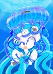 anthro balls belly big_belly bound duo erection exclamation_point feet feral fur genitals humanoid_genitalia humanoid_hands humanoid_penis kemono male moobs nipples overweight overweight_male penis scar surprise tentacles underwater water white_body white_fur morino8484 bear cnidarian jellyfish mammal marine medusozoan polar_bear ursine 2022 hi_res