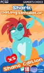 anthro blue_body blue_skin clothing green_eyes hair heart_symbol humanoid_pointy_ears kissy_face male pointy_ears red_hair sea solo swimming_trunks swimwear text water wave shane_frost shane_frost_(shane_frost) shane_frost_(shark_form) fish marine shark english_text hi_res