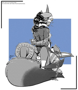artificial_arm ball_gag bdsm bondage bound chastity_cage chastity_device clothing cowgirl_position eyewear from_front_position gag glasses hair horn horned_rat legwear long_hair long_tail on_bottom on_top prosthetic prosthetic_arm prosthetic_limb sex stripes tail tail_motion tailwag tape tape_bondage tape_mittens text thigh_highs masterzoroark666 canid canine fennec_fox fox mammal murid murine rat rodent true_fox greyscale halftone monochrome url trans_(lore) trans_woman_(lore)