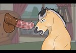 animal_genitalia animal_penis anthro black_bars bodily_fluids bojack_horseman disembodied_penis dlukwi56 dr._champ equid equine equine_genitalia equine_penis genitals horse intraspecies letterbox male mammal netflix oral penis solo