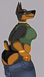 anthro big_butt butt clothed clothing feet female looking_back soles solo underwear undressing deermary brooke_(gbg) canid canine canis dobermann domestic_dog mammal pinscher