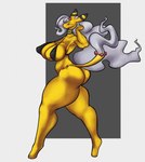 anthro belt bikini bikini_top breasts butt clothing female gem grey_hair hair jewelry long_hair long_nails nails pokemorph solo swimwear two-piece_swimsuit leptail secondserval nintendo pokemon ampharos generation_2_pokemon humanoid pokemon_(species) hi_res