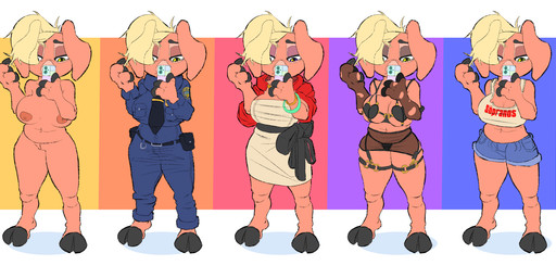 alternate_costume anthro areola barefoot big_breasts biped black_clothing black_lingerie blonde_hair breasts cellphone cleavage clothed clothing clothing_swap cloven_hooves crop_top dress electronics feet female female_anthro fur genitals hair holding_object holding_phone hooves humanoid_genitalia humanoid_vulva jacket lingerie neutral_expression nipples nude partially_clothed phone pink_body police police_officer police_uniform red_clothing red_jacket red_topwear selfie shirt smartphone solo topwear unguligrade uniform vulva white_clothing white_dress auga dmv_pig_(zootopia) mayor_swinton domestic_pig mammal suid suine sus_(pig) hi_res